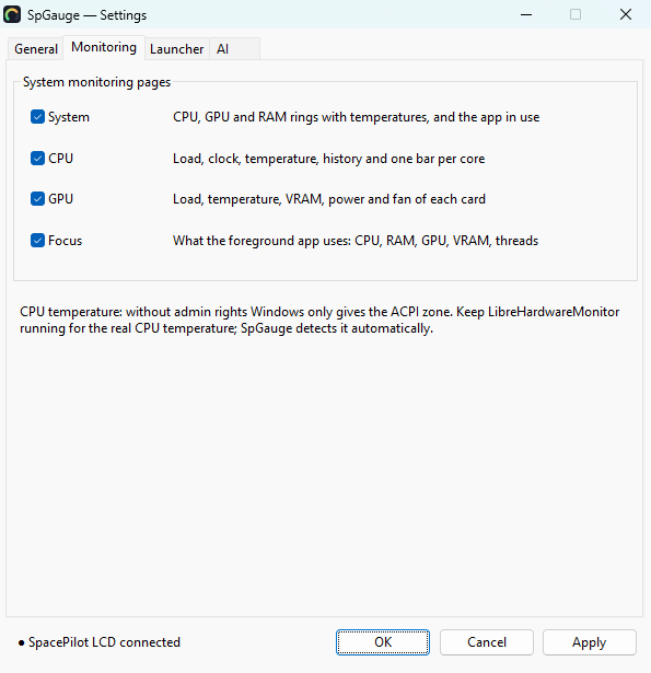 Monitoring tab